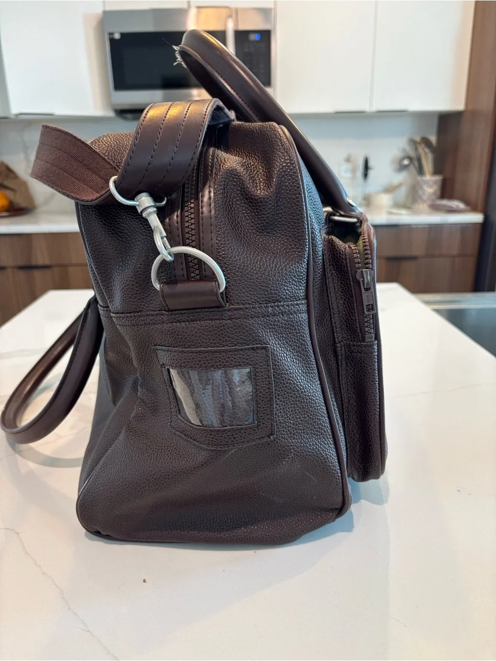 Fred Perry Brown Pebble-Grain Duffel with Laurel Logo